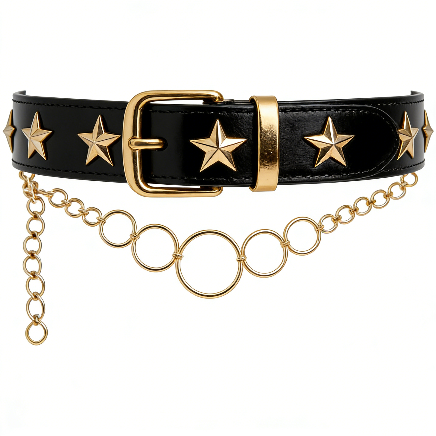 Black & Gold Star Studded Belt