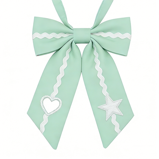 Mint Heart & Star Bow Tie