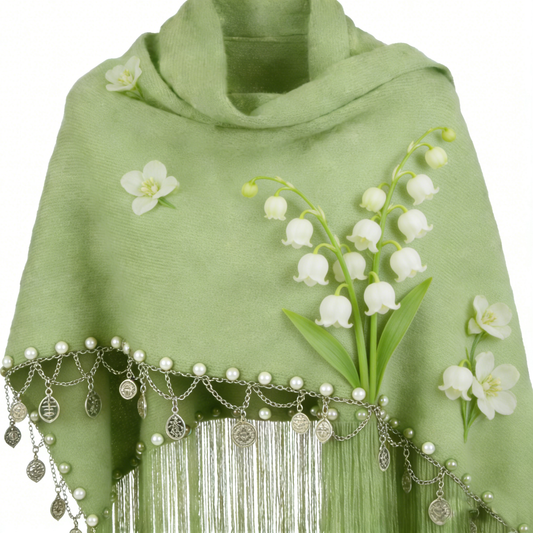 Lime Green Lily of the Valley Embellished Poncho