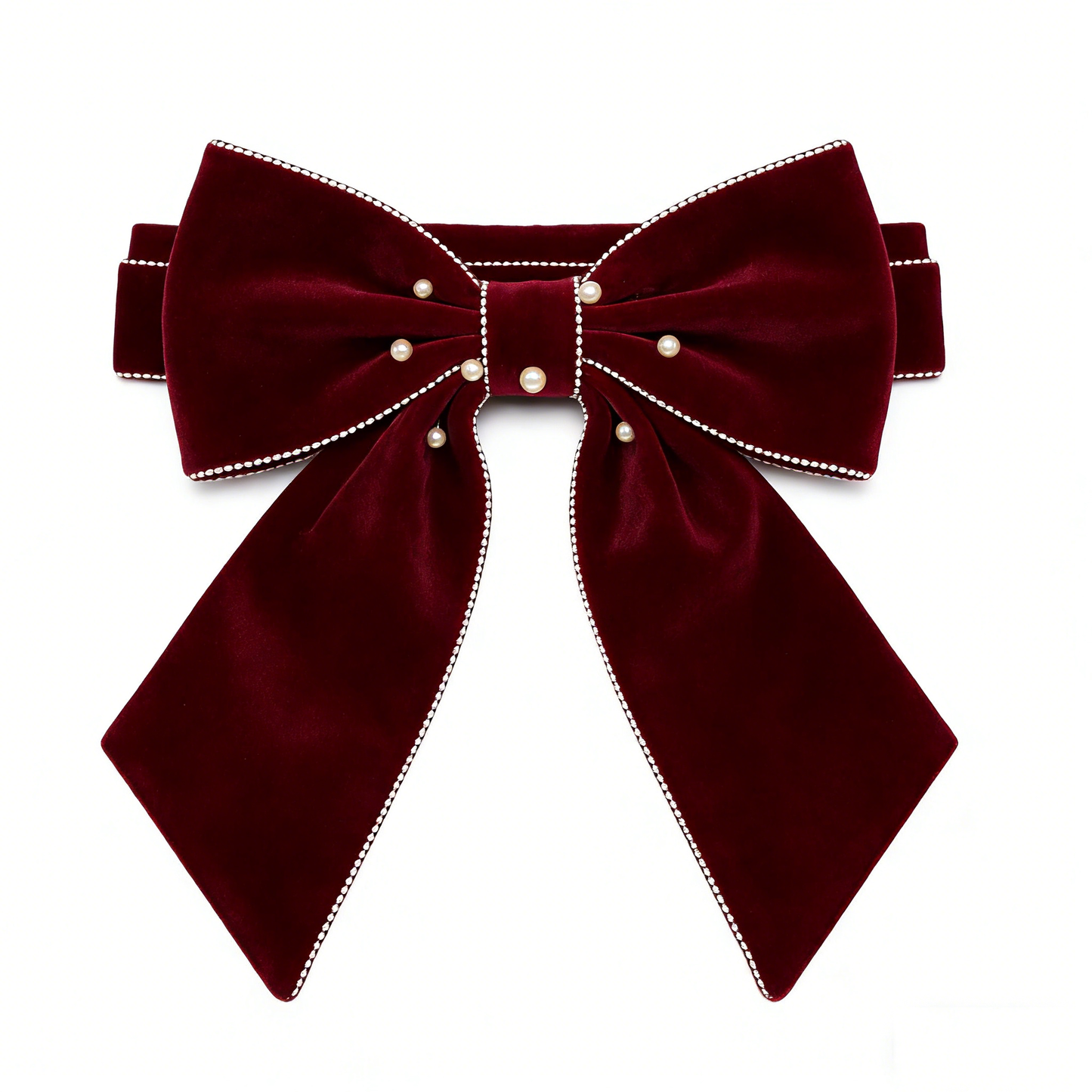 Burgundy Velvet Oversized Bow Waist Belt
