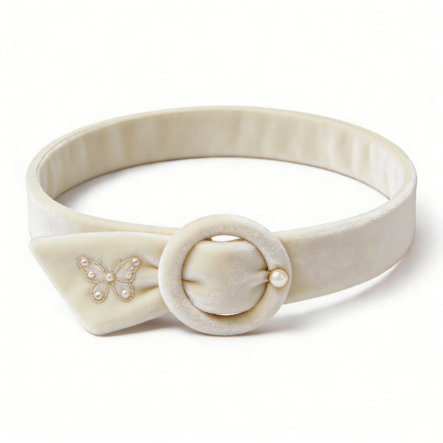 Ivory Sash Belt with Floral Embroidery