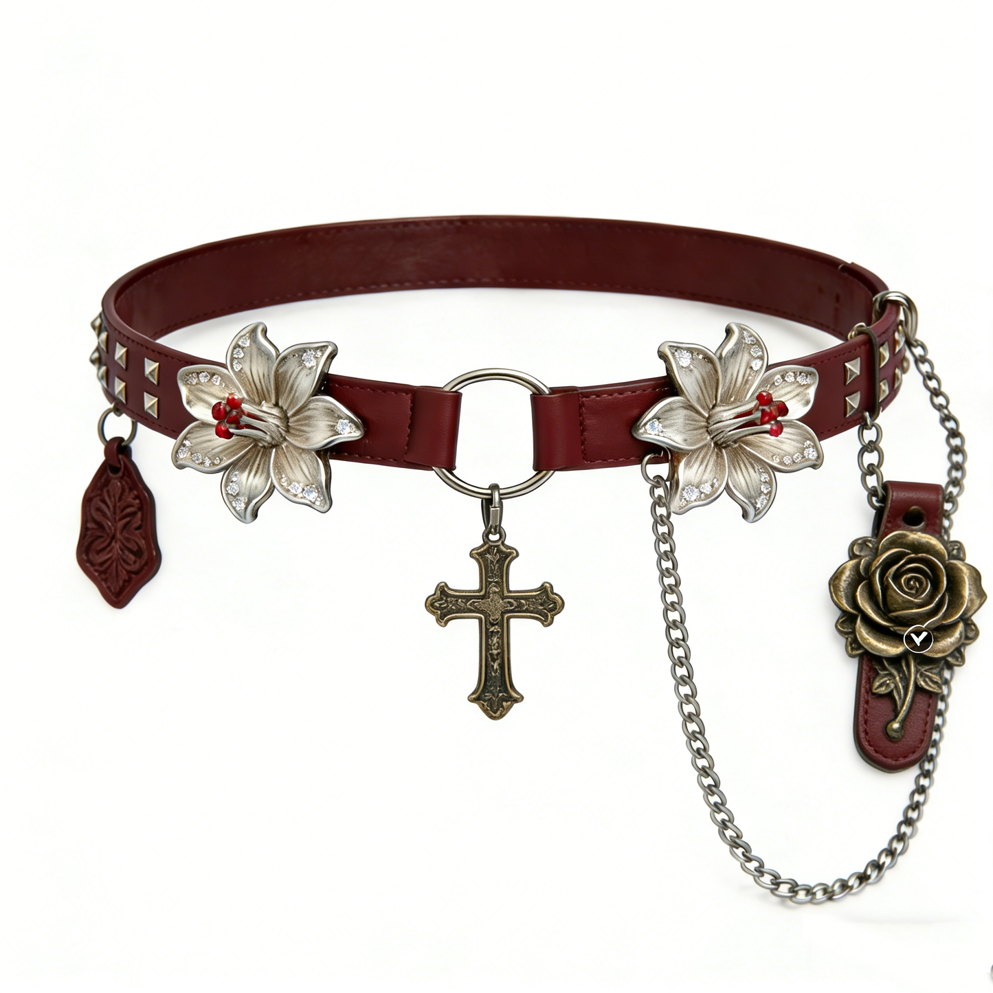 Gothic Flower & Cross Charm Belt
