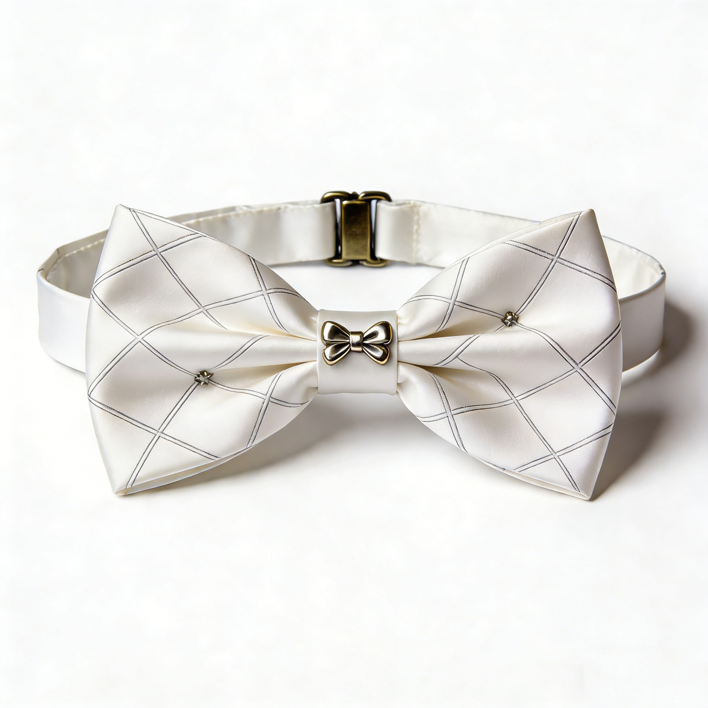 White Check Bow Tie