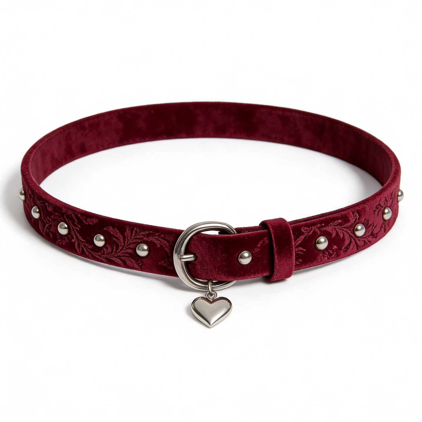 Burgundy Velvet Heart Choker Belt