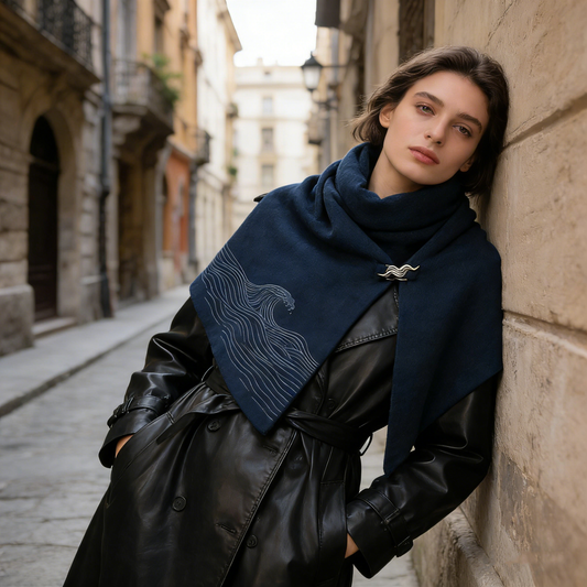 Lake Blue Ocean Wave Scarf