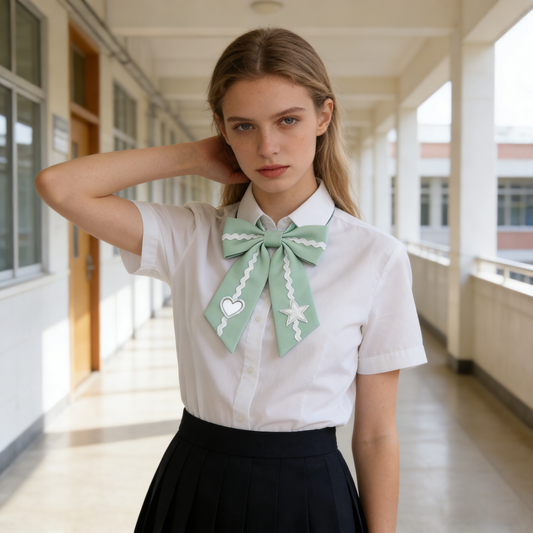 Mint Heart & Star Bow Tie