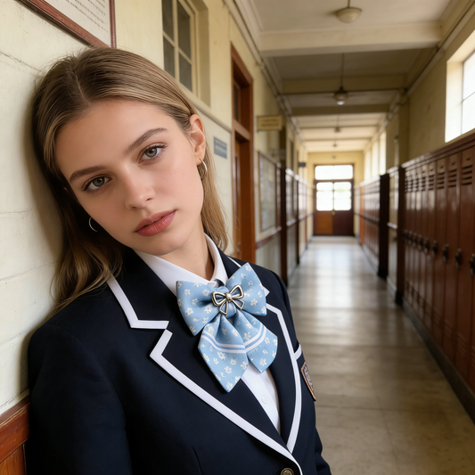 Light Blue Floral Bow Tie