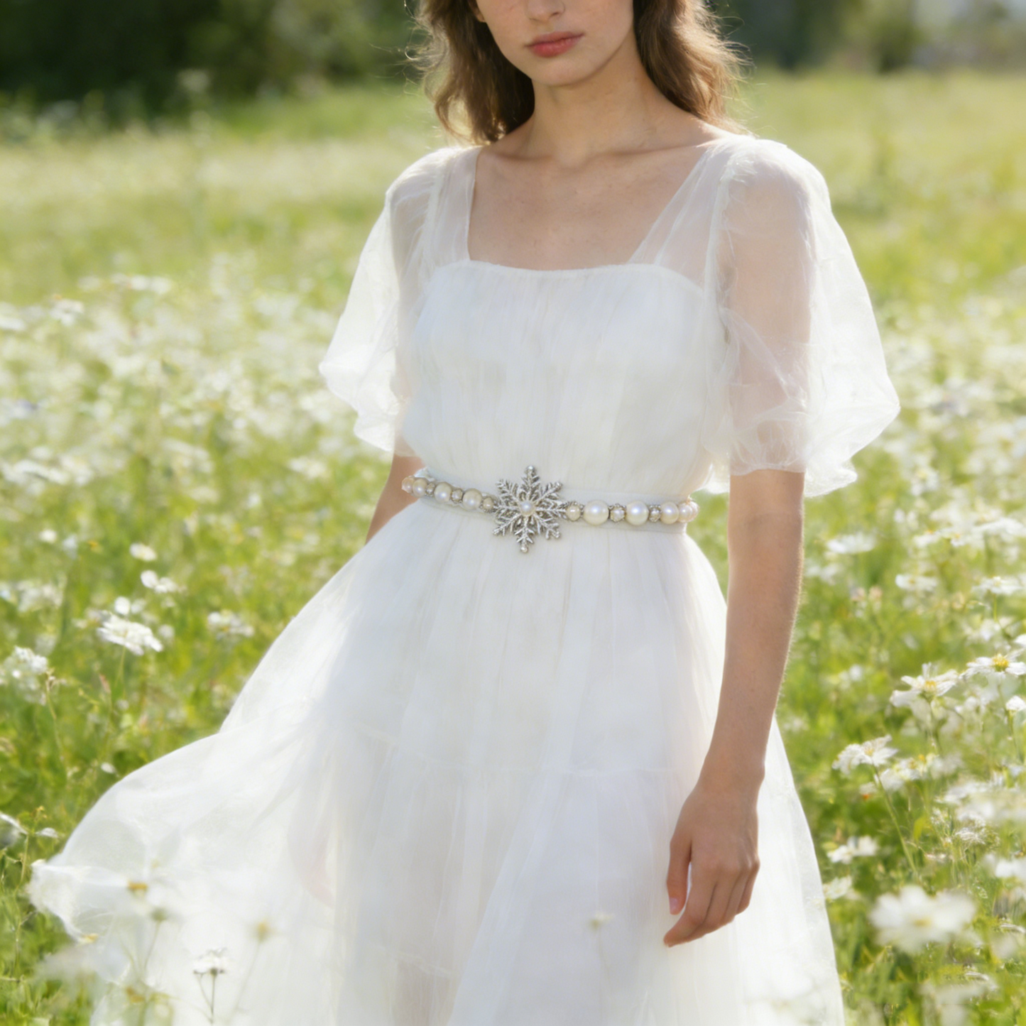 Pearl & Snowflake Choker Belt