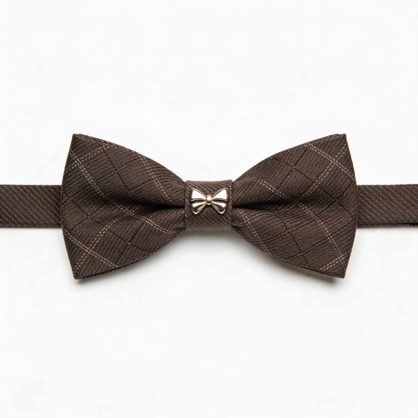 Plaid Brown Bow Tie