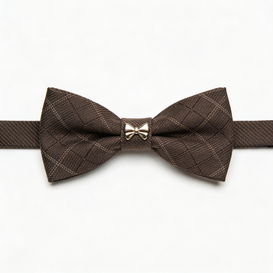 Plaid Brown Bow Tie
