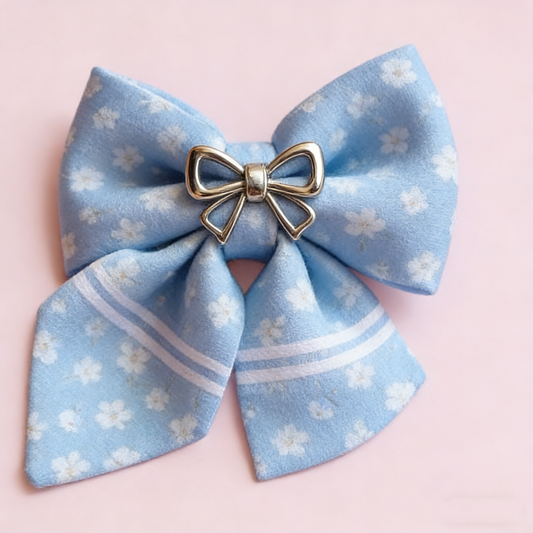 Light Blue Floral Bow Tie