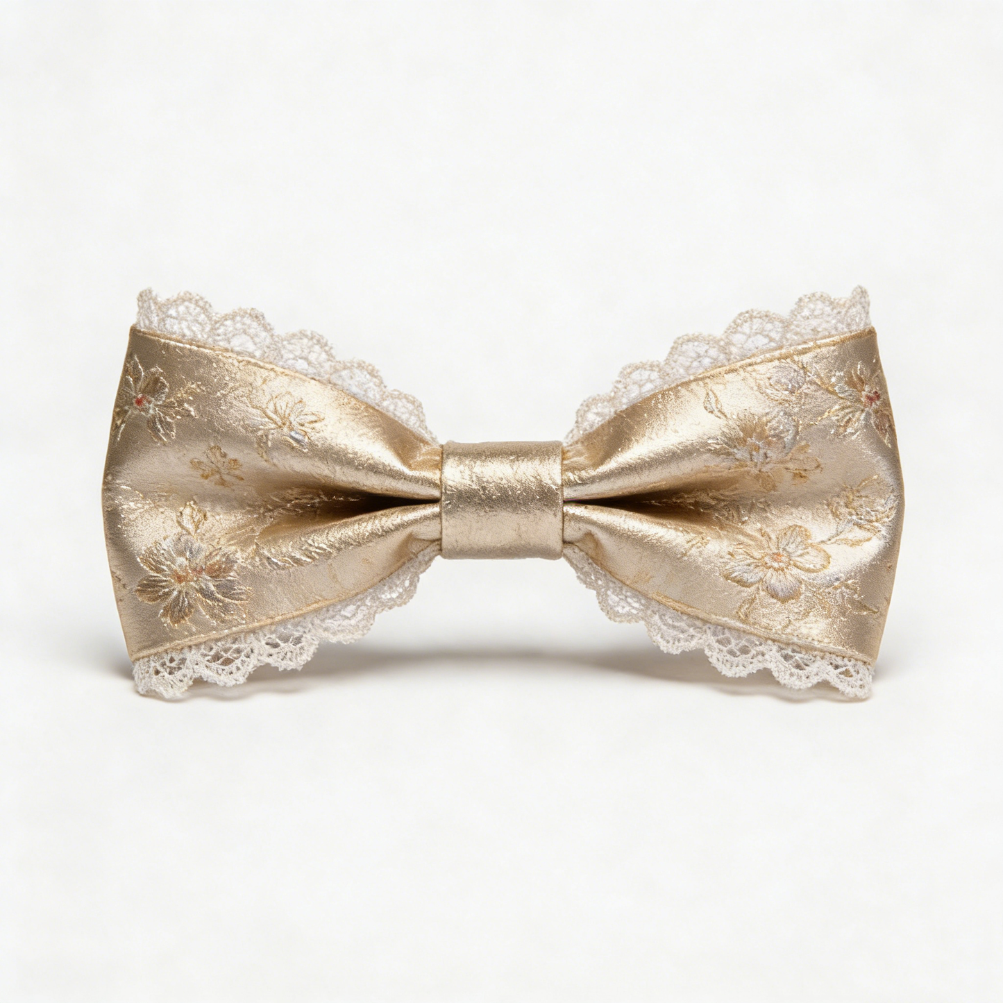 Gold Embroidered Bow Tie