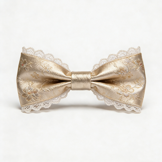 Gold Embroidered Bow Tie
